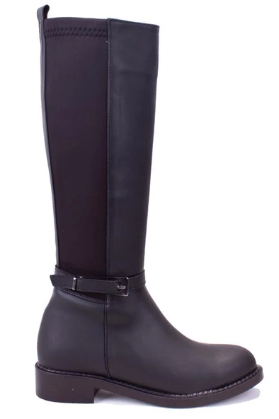 Dagoster DZA07-43624913 Siyah Günlük Streçli Düz Topuk Kadın Çizme - 2