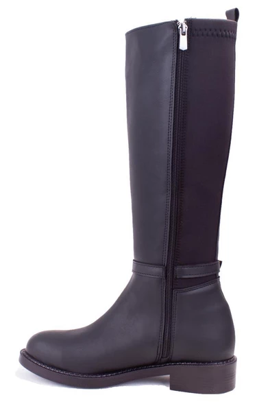 Dagoster DZA07-43624913 Siyah Günlük Streçli Düz Topuk Kadın Çizme - 3