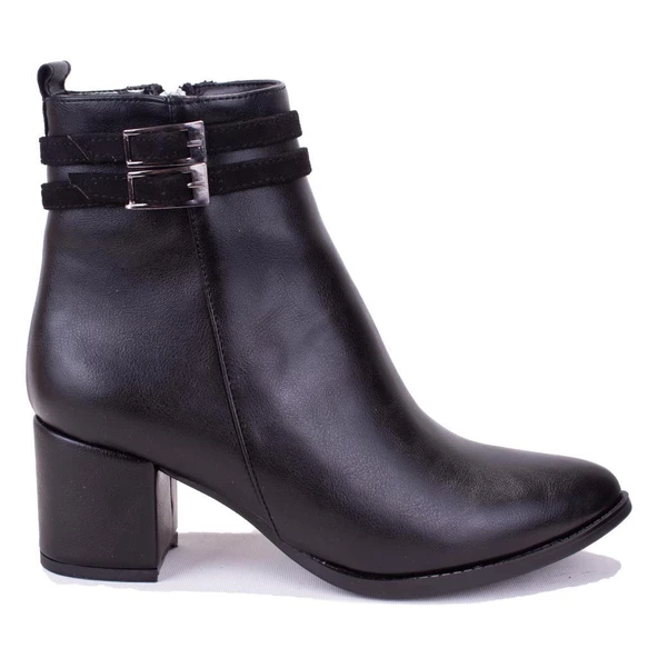 Dagoster DZA07-928565 Siyah Klasik Topuklu Kadın Bot - 2
