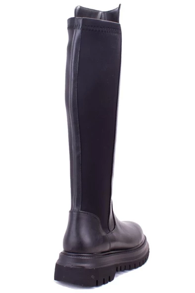 Dagoster DZA07-12531043 Siyah Günlük Streçli Düz Topuk Kadın Çizme - 4