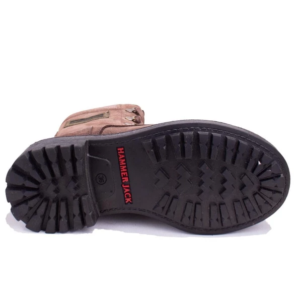 Hammer Jack 10218354 Kahve Ortopedik Günlük Düz Topuk Kadın Deri Bot - 4