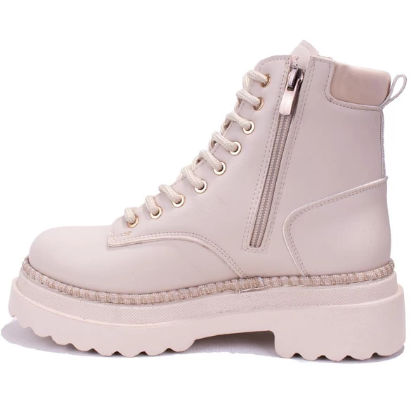 Dagoster DZA07-122435 Bej Günlük Düz Taban Kadın Bot - 3