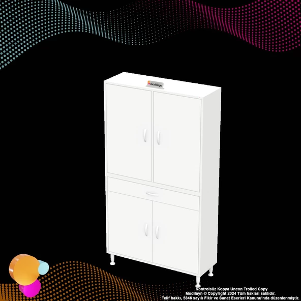 Modilayn YENİ AFRA 95x173x32,5 cm 1 Çekmece 4 Kapak 3 Raf 6 Bölme Çok Amaçlı Banyo & Mutfak Dolabı - 8