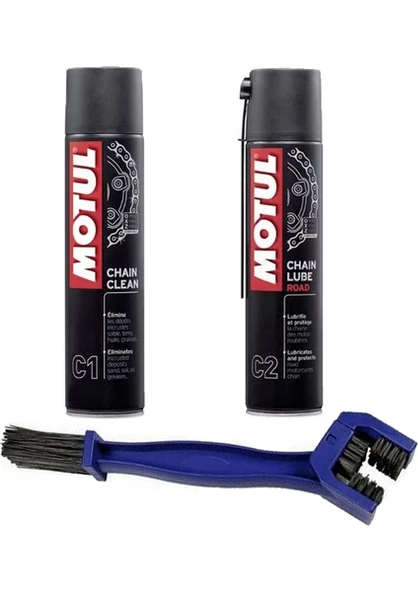 Motul Zincir Bakım Seti C1 Zincir Temizleme C2 Zincir Yağlayıcı Zincir Temizleme Fırçası