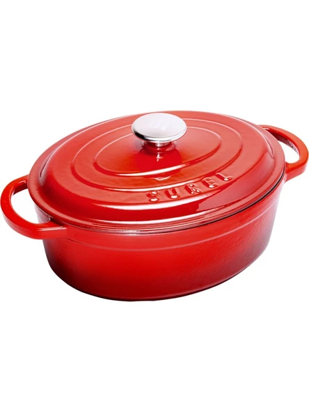 SÜREL Oval Tencere Kırmızı 23 x 29 cm - 2