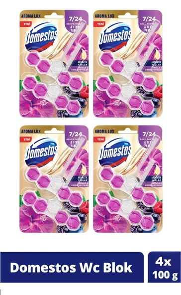 Domestos Tuvalet Bloğu Aroma Lux Hibiskus & Kırmızı Meyveler 100 Gr x 4 Adet