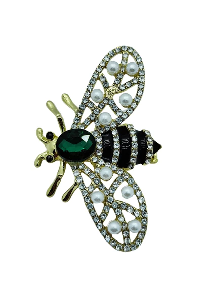 İnci Detaylı Zarif Arı Broşu - Resim 3
