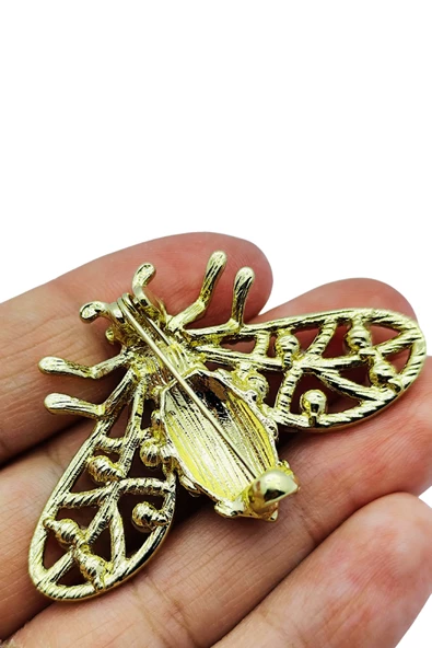 İnci Detaylı Zarif Arı Broşu - Resim 2