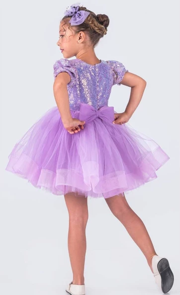 Kız Çocuk Pul Payet Balerin Model Elbise - 3