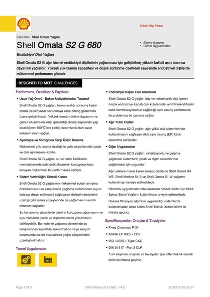 AÇIK-SHELL OMALA S2 GX 680 DİŞLİ YAĞI - 1 LİTRE - 2
