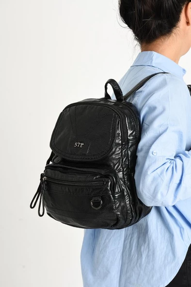 Y.S.Deri Mini Boy Kadın Sırt Çantası Vegan Deri Bayan Sırt Çantası 27*20 Cm Yumuşak Doku Çok Cepli - Resim 11