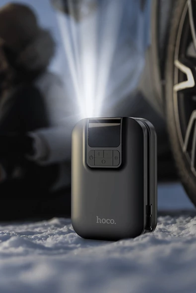 Hoco S53 Breeze Taşınabilir Çok Fonksiyonlu Dijital Göstergeli 2500 mAh Bataryalı Akıllı Kablosuz Hava Kompresörü - Resim 5