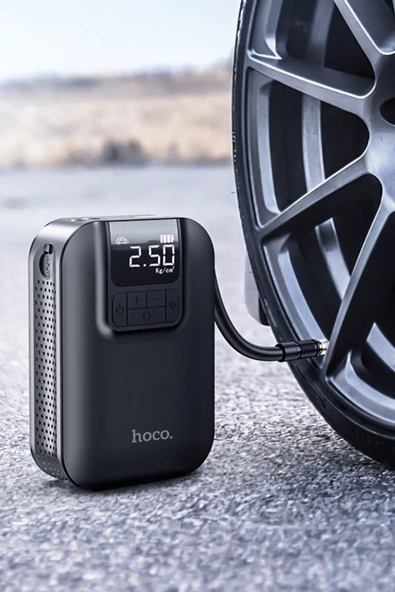 Hoco S53 Breeze Taşınabilir Çok Fonksiyonlu Dijital Göstergeli 2500 mAh Bataryalı Akıllı Kablosuz Hava Kompresörü - Resim 6