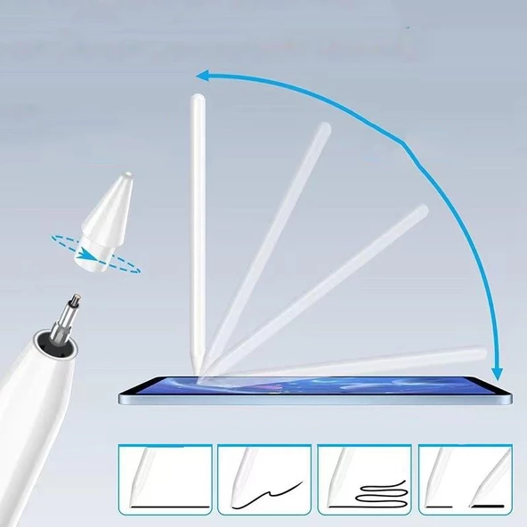 Pencil 09 Palm-Rejection Magnetik Şarj ve Eğim Özellikli Dokunmatik Çizim Kalemi - 10
