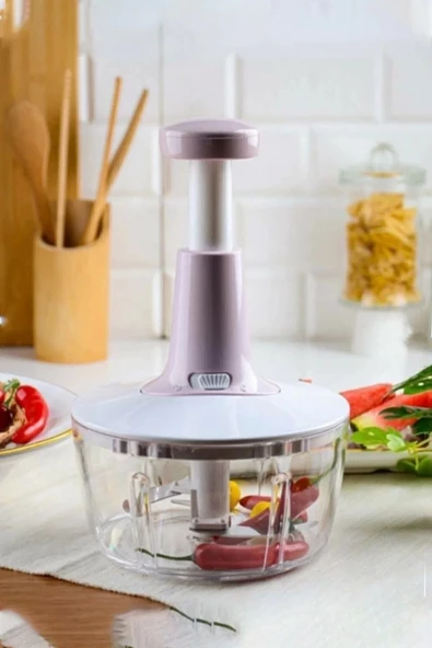 Pratik Taşınabilir Basmalı El Rondo Soğan Sebze Meyve Doğrayıcı Paslanmaz Çelik Bıçaklı El Robotu - Resim 6