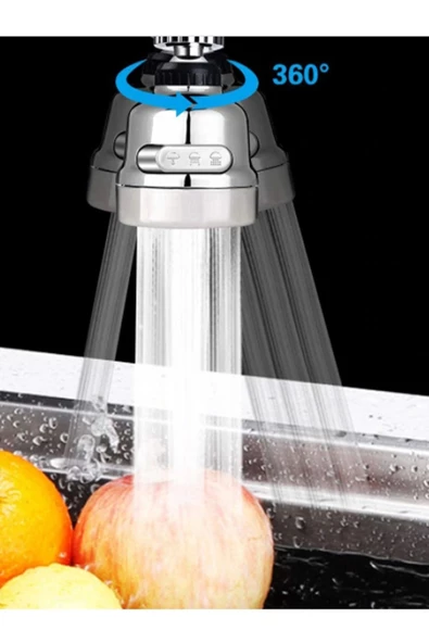 3 Fonksiyonlu Sert Plastik Lavabo Başlık 360 Derece Döner Ayarlanabilir Tasarruflu Musluk Ucu - 5