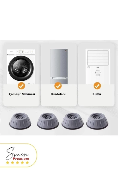 Gürültü Engelleyici ve Kaymaz Titreşim Önleyici Kauçuk Ayak Pedleri Çamaşır Makinesi Stoper 4'lü - 4