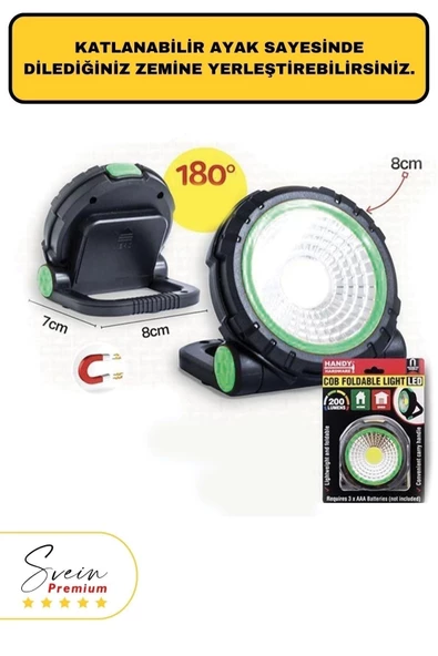 Taşınabilir Cep Boy Pilli Mıknatıslı Katlanır Ayaklı Kamp Bahçe Ev İçin Mini Cob Projektör Led Işık - 4