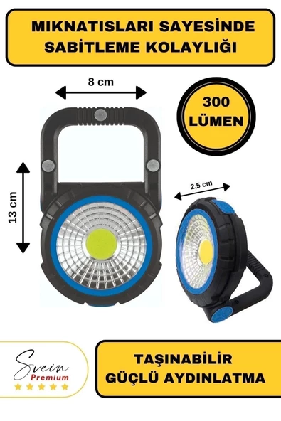 Taşınabilir Cep Boy Pilli Mıknatıslı Katlanır Ayaklı Kamp Bahçe Ev İçin Mini Cob Projektör Led Işık - 2