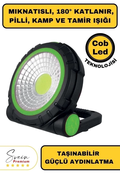 Taşınabilir Cep Boy Pilli Mıknatıslı Katlanır Ayaklı Kamp Bahçe Ev İçin Mini Cob Projektör Led Işık