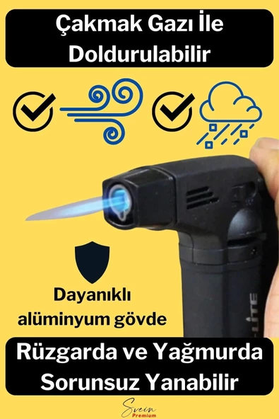 Ayaklı Premium Doldurulabilir Depolu Vantuzlu 1300 Derece Torch Kamp Mangal Piknik Pürmüz Çakmak - 2