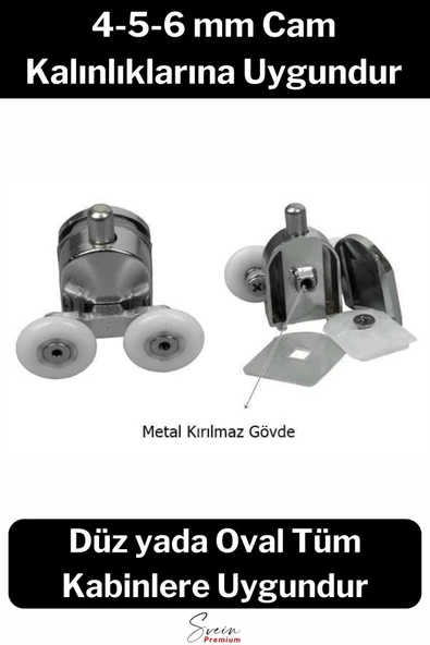 Dayanıklı Duşakabin Tekerleği Alt Üst Sürgülü Cam Kabin Tekeri Rulman Metal Gövdeli 8 li Set - 3