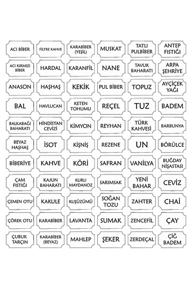 143 Adet Baharat Bakliyat Kuruyemiş Kavanoz Sticker Etiketi Seti Kendinden Yapışkanlı 3,6 X 2 Cm - 3