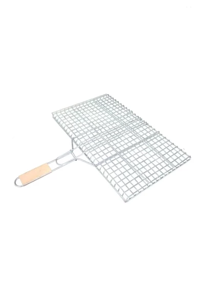 Ahşap Ağaç Saplı Kafesli Çelik Tel Izgara Mangal Barbekü Yemek Pişirme Teli 22 X 36 Cm - 4