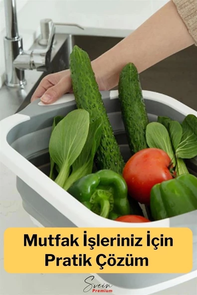 Çok Amaçlı Premium Katlanır Kesme Tahtası Tıpalı Yıkama Leğeni Badya ve Koçero Su Maşrapası 2li Set - 6