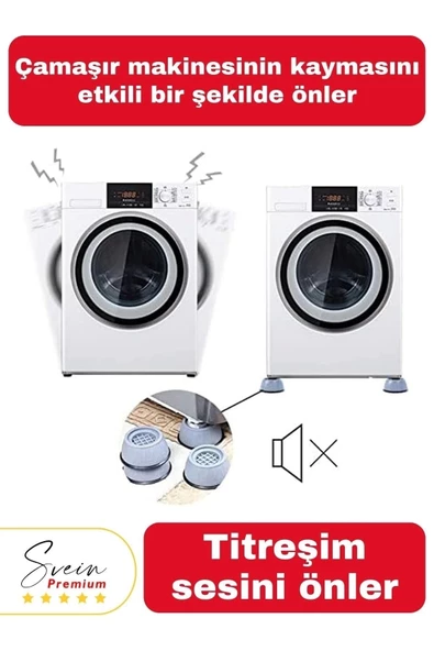 Gürültü Engelleyici ve Kaymaz Titreşim Önleyici Kauçuk Ayak Pedleri Çamaşır Makinesi Stoper 4'lü - 3