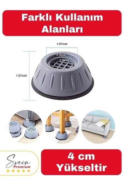 Gürültü Engelleyici ve Kaymaz Titreşim Önleyici Kauçuk Ayak Pedleri Çamaşır Makinesi Stoper 4'lü - 2