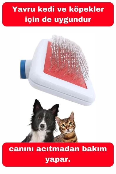 Kedi Köpekler Için Pratik Tüy Toplayıcı Ve Düzenleyici Temizleme Fırçası Tırmık Tarak Aracı 1 Adet - 3