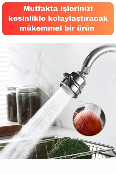3 Fonksiyonlu Sert Plastik Lavabo Başlık 360 Derece Döner Ayarlanabilir Tasarruflu Musluk Ucu - 3