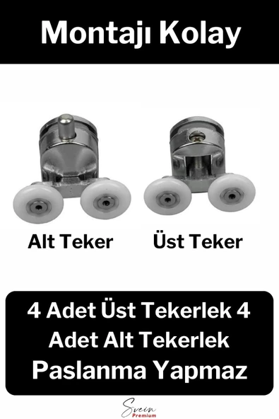 Dayanıklı Duşakabin Tekerleği Alt Üst Sürgülü Cam Kabin Tekeri Rulman Metal Gövdeli 8 li Set - 2
