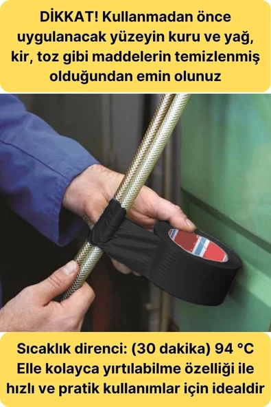 Çok Amaçlı Su Geçirmez Sızdırmaz Dayanıklı Boru Çatlak Onarım İzolasyon Siyah Tamir Bandı 48mm 10mt - 2
