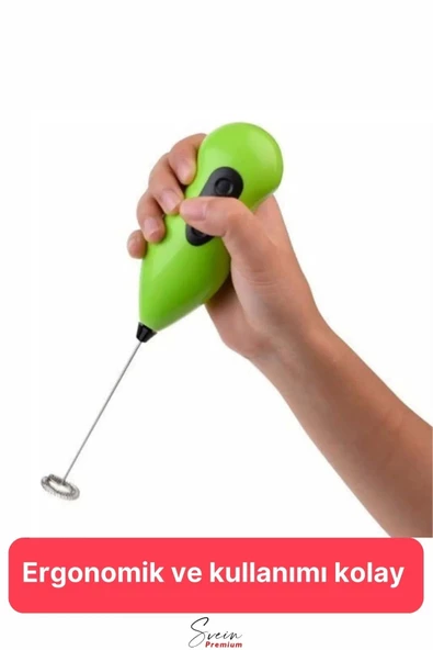 Kahve Süt Köpürtücü Cappuccino Yumurta Sos Krema Çırpıcı Çelik Uçlu Pratik Pilli Mini Karıştırıcı - 6