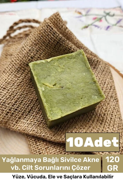 %100 Doğal Güzel Kokulu El Yüz Saç Vücut Cilt Orijinal Bitkisel Siirt Bıttım Sabunu 120G - 10 Adet
