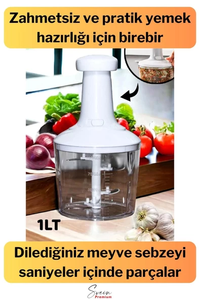 Paslanmaz Çelik Bıçaklı El Robotu Pratik Taşınabilir Basmalı El Blender Soğan Sebze Meyve Doğrayıcı - 5