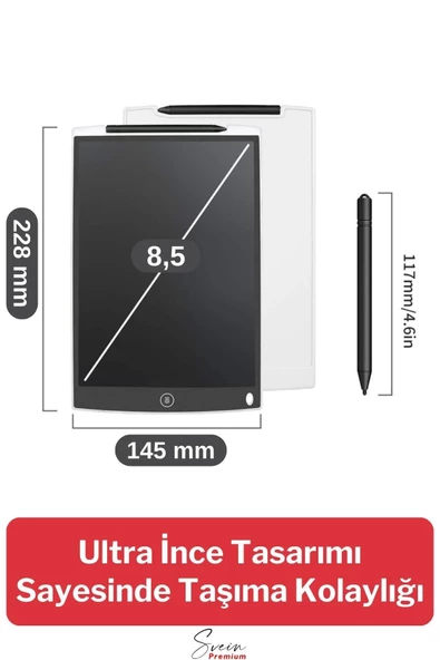 8,5 Inç Writing Lcd Grafik Dijital Kalemli Çizim Tableti Silinebilir Not Yazma Eğitim Yazı Tahtası - 5