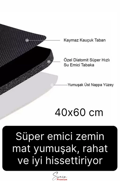 Sihirli Su Emici Kaymaz Tabanlı Kolay Temizlenir Dayanıklı Pürüzsüz Yumuşak Abdest Banyo Paspası - 2
