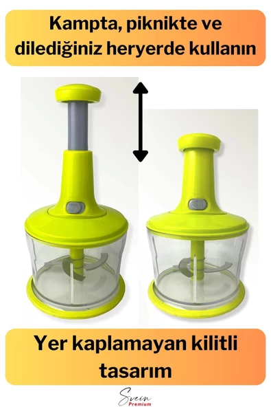 Paslanmaz Çelik Bıçaklı El Robotu Pratik Taşınabilir Basmalı El Blender Soğan Sebze Meyve Doğrayıcı - 6