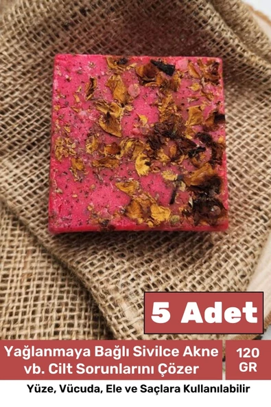 Özel Üretim %100 Doğal Güzel Kokulu El Yüz Saç Vücut Cilt Orijinal Bitkisel Gül Sabunu 120G - 5 Adet