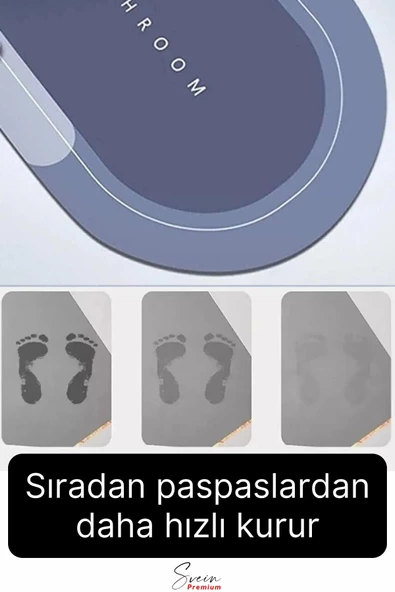 Sihirli Su Emici Kaymaz Tabanlı Kolay Temizlenir Dayanıklı Pürüzsüz Yumuşak Abdest Banyo Paspası - 4