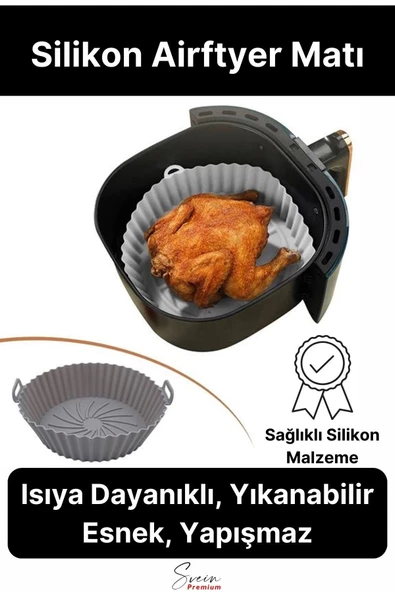 Isıya Dayanıklı Esnek Yıkanılabilir Yapışmaz Silikon Fırın Ve Airfryer Yuvarlak Model Pişirme Matı