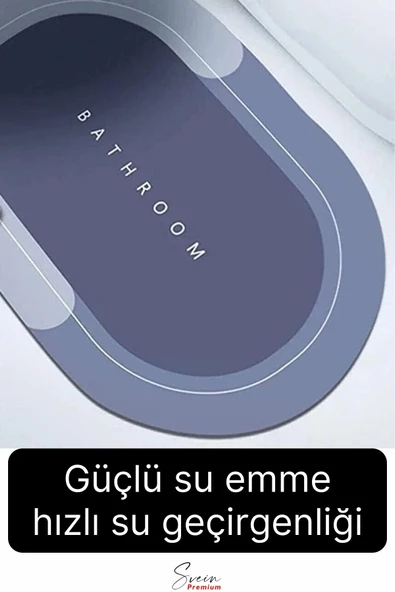 Sihirli Su Emici Kaymaz Tabanlı Kolay Temizlenir Dayanıklı Pürüzsüz Yumuşak Abdest Banyo Paspası - 5