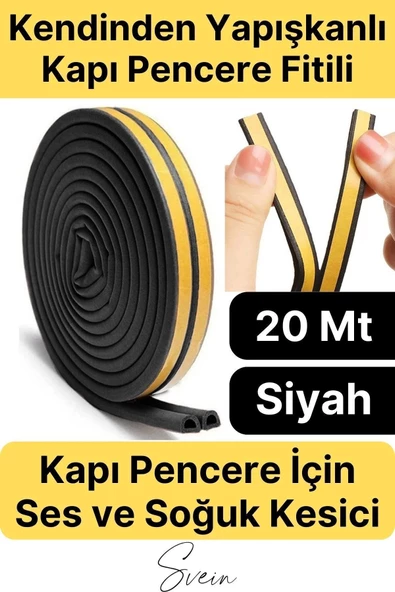 Kapı Ve Pencere Soğuk Izolasyon Bandı Fitili Kendinden Yapışkanlı Kauçuk Yalıtım Bant 2x10 = 20 Mt