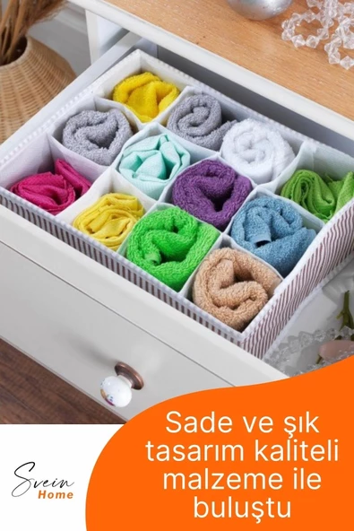 12 Bölmeli Çekmece İçi Düzenleyici Çok Amaçlı Pratik Takı Çorap Kravat Eşarp Gardrop Organizer Kutu - 4