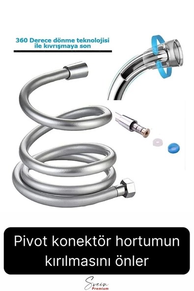 Gümüş Dayanıklı Esnek Kırılmaz Çatlamaz Patlamaz Sızdırmaz Pvc Banyo Duş Musluk Hortumu 1,5 Metre - 3