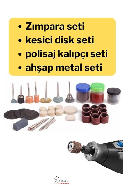 Hobi Gravür Dremel Taşlama Ucu Mini Metal Ahşap Oyma Seti Parlatma Çapak Alma 105 Parça Kalıpçı Seti - 2