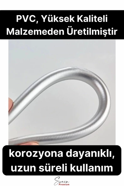 Gümüş Dayanıklı Esnek Kırılmaz Çatlamaz Patlamaz Sızdırmaz Pvc Banyo Duş Musluk Hortumu 1,5 Metre - 2